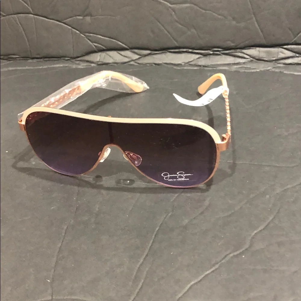 Jessica Simpson J6228 nude gray‎ rose gold Metal Shield Aviator Pilot Sunglasses